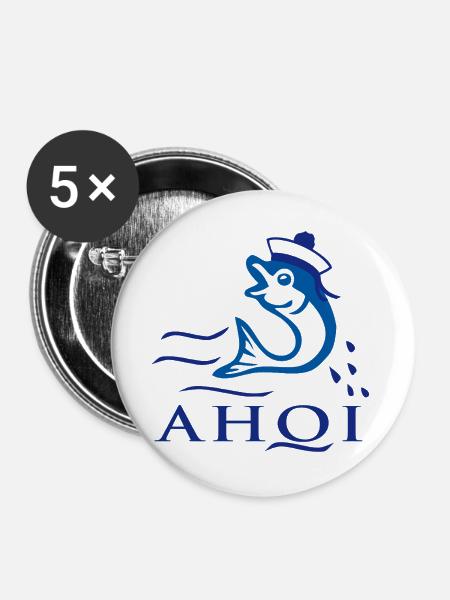 Ahoi Fisch - Buttons groß 56 mm (5er Pack) - Weiß