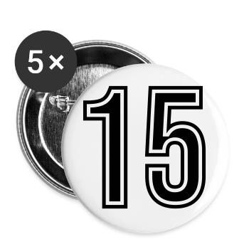 Symbole numérique 15 - Lot de 5 grands badges (56 mm) - blanc - Devant