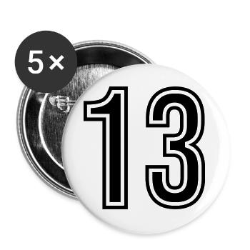 Symbole numérique 13 - Lot de 5 grands badges (56 mm) - blanc - Devant