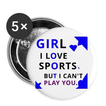 Bold Girl Play Typography - Buttons large 2.2''/56 mm (5-pack) - white - Front