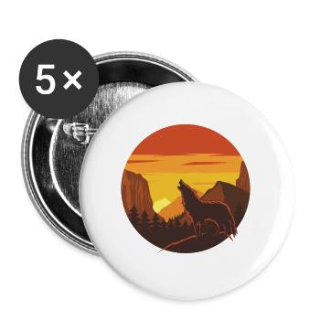 Wolf Sunset Mountains Design - Buttons large 2.2''/56 mm (5-pack) - white - Front