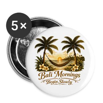 Bali Mornings Begin Slowly | Tropical - Buttons large 2.2''/56 mm (5-pack) - white - Front