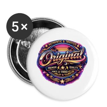 Retro 1980s Neon Synthwave Original 1980's Badge - Buttons large 2.2''/56 mm (5-pack) - white - Front