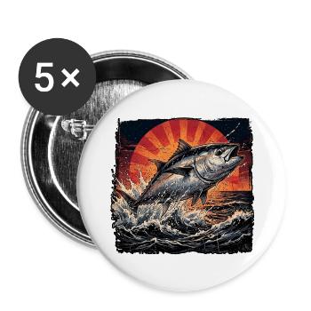 Bluefin Tuna - Buttons large 2.2''/56 mm (5-pack) - white - Front