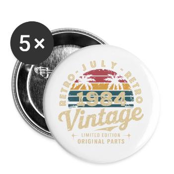Vintage Juillet 1984 Retro Édition Limitée - Lot de 5 grands badges (56 mm) - blanc - Devant