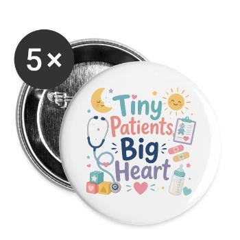 Tiny Patients Big Heart Pädiatrische Versorgung - Buttons groß 56 mm (5er Pack) - Weiß - Vorne