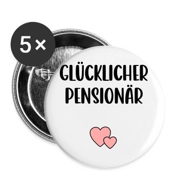 Glücklicher Pensionär Herz - Buttons groß 56 mm (5er Pack) - Weiß - Vorne