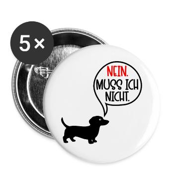 Dackel Hunde - Nein - Buttons groß 56 mm (5er Pack) - Weiß - Vorne