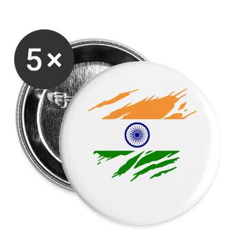 India Indian Flag Indian - Buttons large 2.2''/56 mm (5-pack) - white - Front
