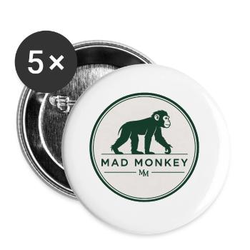 Badge du logo du Singe Fou - Lot de 5 grands badges (56 mm) - blanc - Devant