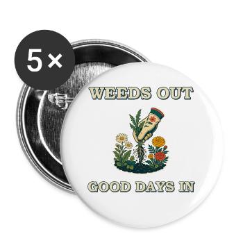 Good Days Jardinage - Lot de 5 grands badges (56 mm) - blanc - Devant