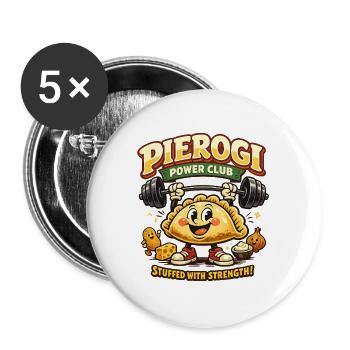 Power Club Dumplings - Buttons large 2.2''/56 mm (5-pack) - white - Front