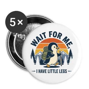 Randonnée - Aventure en plein air - Attendez-moi - Lot de 5 grands badges (56 mm) - blanc - Devant