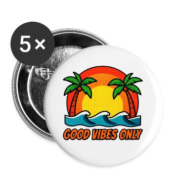 Vibes Palm Sunset - Buttons large 2.2''/56 mm (5-pack) - white - Front