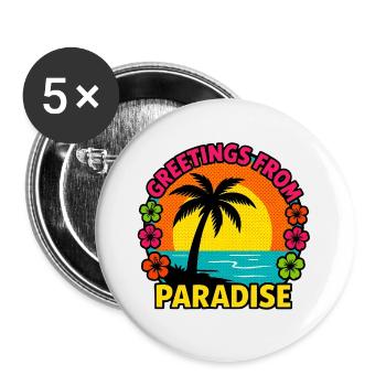Greetings From Paradise - Buttons large 2.2''/56 mm (5-pack) - white - Front