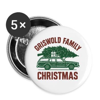 Vintage Familienweihnacht Auto - Buttons groß 56 mm (5er Pack) - Weiß - Vorne