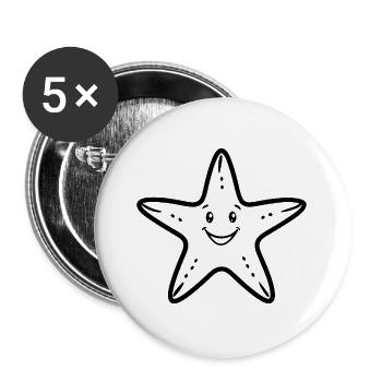 Étoile de mer - Lot de 5 grands badges (56 mm) - blanc - Devant