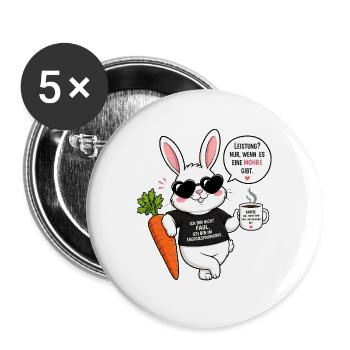 Chilliger Hase mit Karotte & Kaffee - Buttons groß 56 mm (5er Pack) - Weiß - Vorne