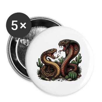 Two angry snakes - Buttons large 2.2''/56 mm (5-pack) - white - Front
