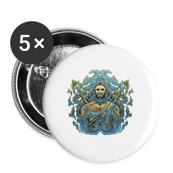 Poseidon Sea God Trident Design - Buttons large 2.2''/56 mm (5-pack) - white - Front