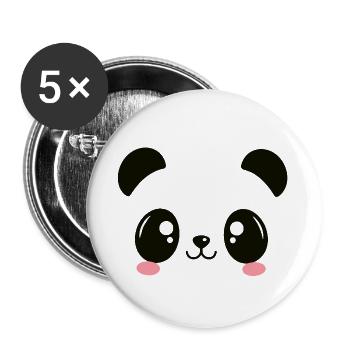 T-shirt Panda Mignon Style Kawaii - Lot de 5 grands badges (56 mm) - blanc - Devant