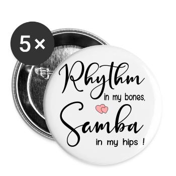 Samba Rhythm Dancing - Buttons large 2.2''/56 mm (5-pack) - white - Front