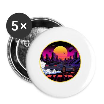 80s Retro Cyberpunk Outrun Sports Car Design - Buttons large 2.2''/56 mm (5-pack) - white - Front