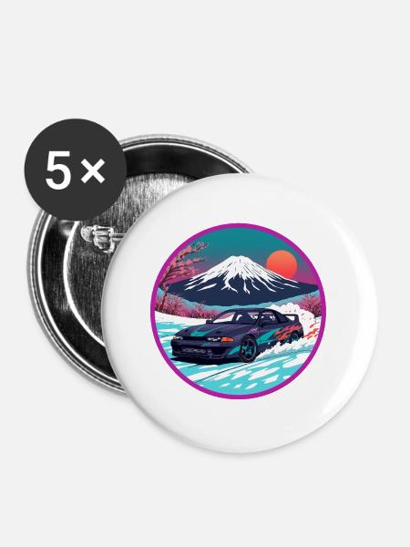 Neon Fuji Midnight Performance Edition - Buttons groß 56 mm (5er Pack) - Weiß