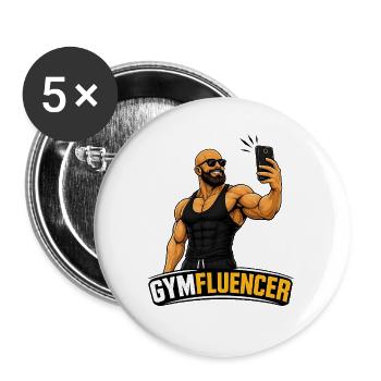 Gymfluencer – Selfie Beast – Beard Edition - Buttons large 2.2''/56 mm (5-pack) - white - Front