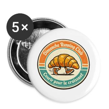 Dimanche Running Club - Courir pour le croissant - Lot de 5 grands badges (56 mm) - blanc - Devant