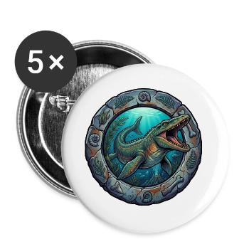 Dinosaures sous-marins dans l’anneau de pierre - Lot de 5 grands badges (56 mm) - blanc - Devant