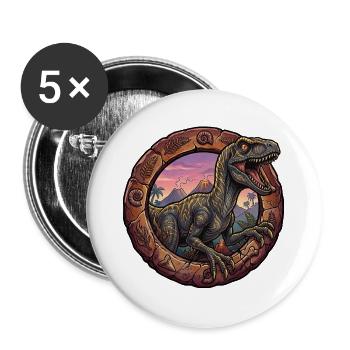 Velociraptor in the volcanic ring at sunset - Buttons large 2.2''/56 mm (5-pack) - white - Front