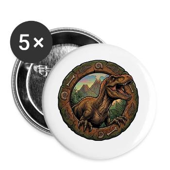 T Rex Dino in the fossil ring - Buttons large 2.2''/56 mm (5-pack) - white - Front