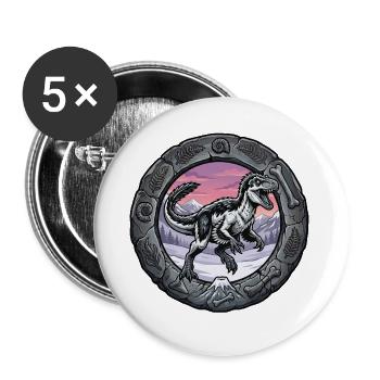 Dino Ring: YuTyrannos in a fossil frame - Buttons large 2.2''/56 mm (5-pack) - white - Front
