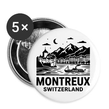 Montreaux, Switzerland - Buttons large 2.2''/56 mm (5-pack) - white - Front