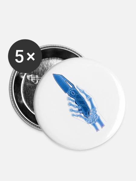 Blue X-ray knife in hand - Buttons large 2.2''/56 mm (5-pack) - white