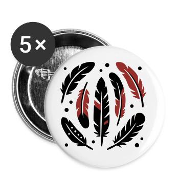 Bird Feathers Circle Logo - Buttons large 2.2''/56 mm (5-pack) - white - Front