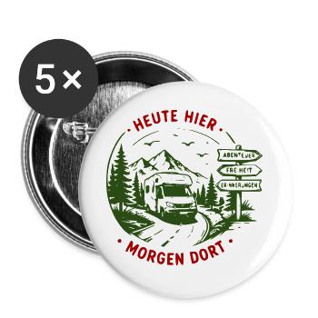 Abenteuer Roadtrip Waldsignale - Buttons groß 56 mm (5er Pack) - Weiß - Vorne
