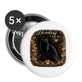 Portrait du chat doré de la maman de Bombay - Lot de 5 grands badges (56 mm) - blanc - Devant