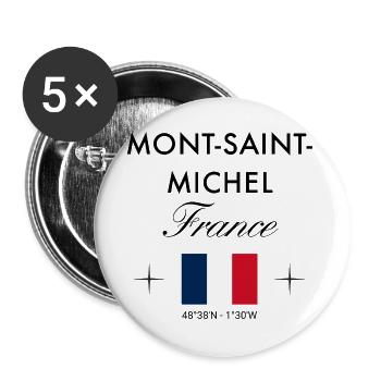 Mont Saint Michel Frankreich Koordinaten Reise - Buttons groß 56 mm (5er Pack) - Weiß - Vorne
