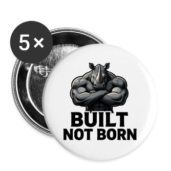 Rhino Built Not Born - Buttons large 2.2''/56 mm (5-pack) - white - Front