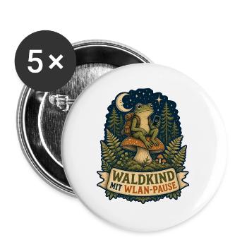 Waldkind mit WLAN-Pause - Buttons groß 56 mm (5er Pack) - Weiß - Vorne