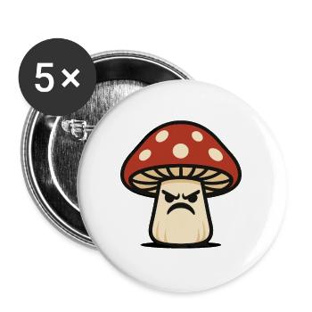Angry Mushroom Meme Streetwear Design - Buttons large 2.2''/56 mm (5-pack) - white - Front