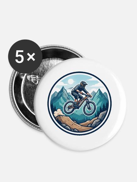 Bergabenteuer MTB Sticker - Buttons groß 56 mm (5er Pack) - Weiß