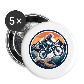 Action VTT d’aventure en montagne - Lot de 5 grands badges (56 mm) - blanc - Devant