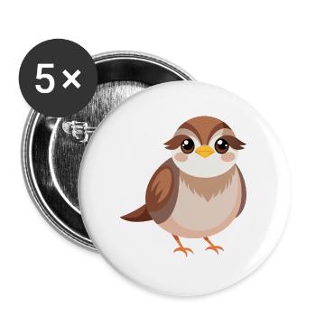 Bébé moineau - Lot de 5 grands badges (56 mm) - blanc - Devant