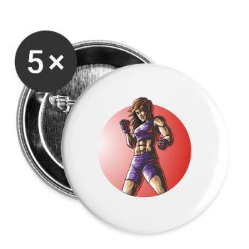 MMA Fighter Fitness Woman Design - Buttons large 2.2''/56 mm (5-pack) - white - Front