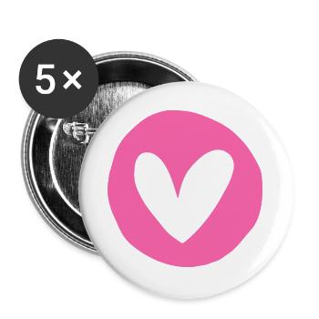 Rosy Heart Emblem on Circular Pink Field - Buttons large 2.2''/56 mm (5-pack) - white - Front