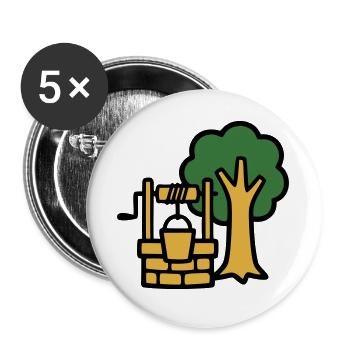 Draw Fountain Village Logo - Lot de 5 grands badges (56 mm) - blanc - Devant