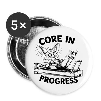 Drôle de dicto Pilates | Cadeau pour fan de Pilates - Lot de 5 grands badges (56 mm) - blanc - Devant